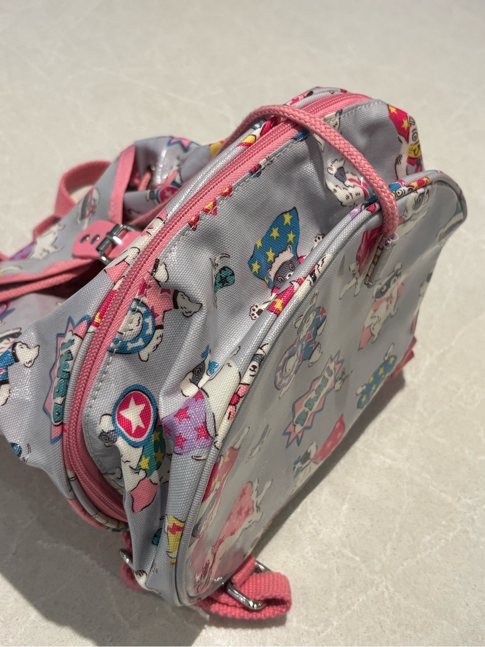 Cath Kidston Super Dogs Mini Drawstring Backpack Oilcloth Rucksack Grey - Picture 5 of 11